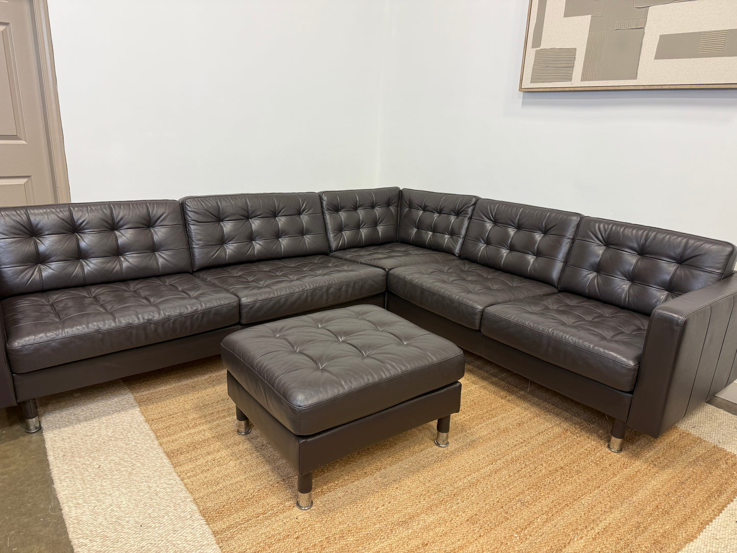 Leather IKEA Morabo Sectional and ottoman