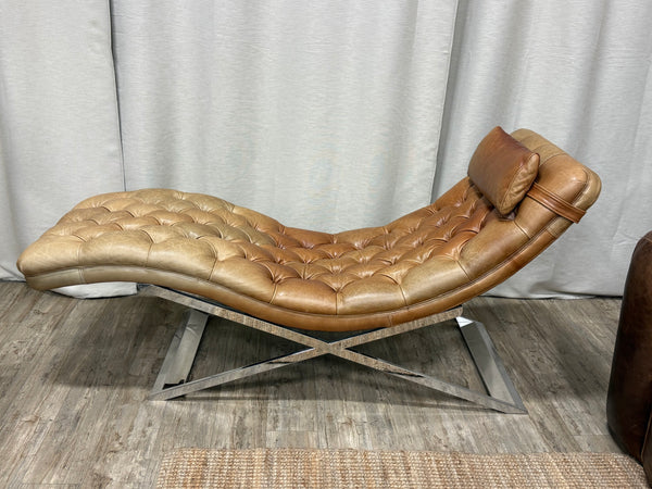 Pre owned Tufted Leather Chaise Lounge