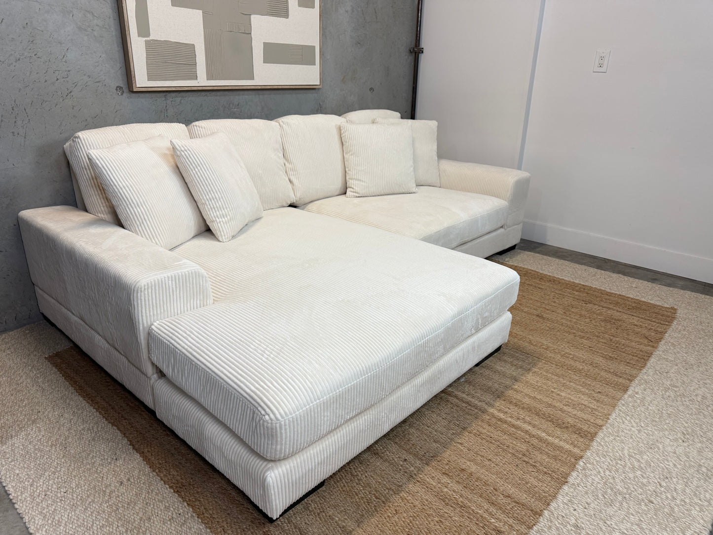 Corduroy low profile sectional