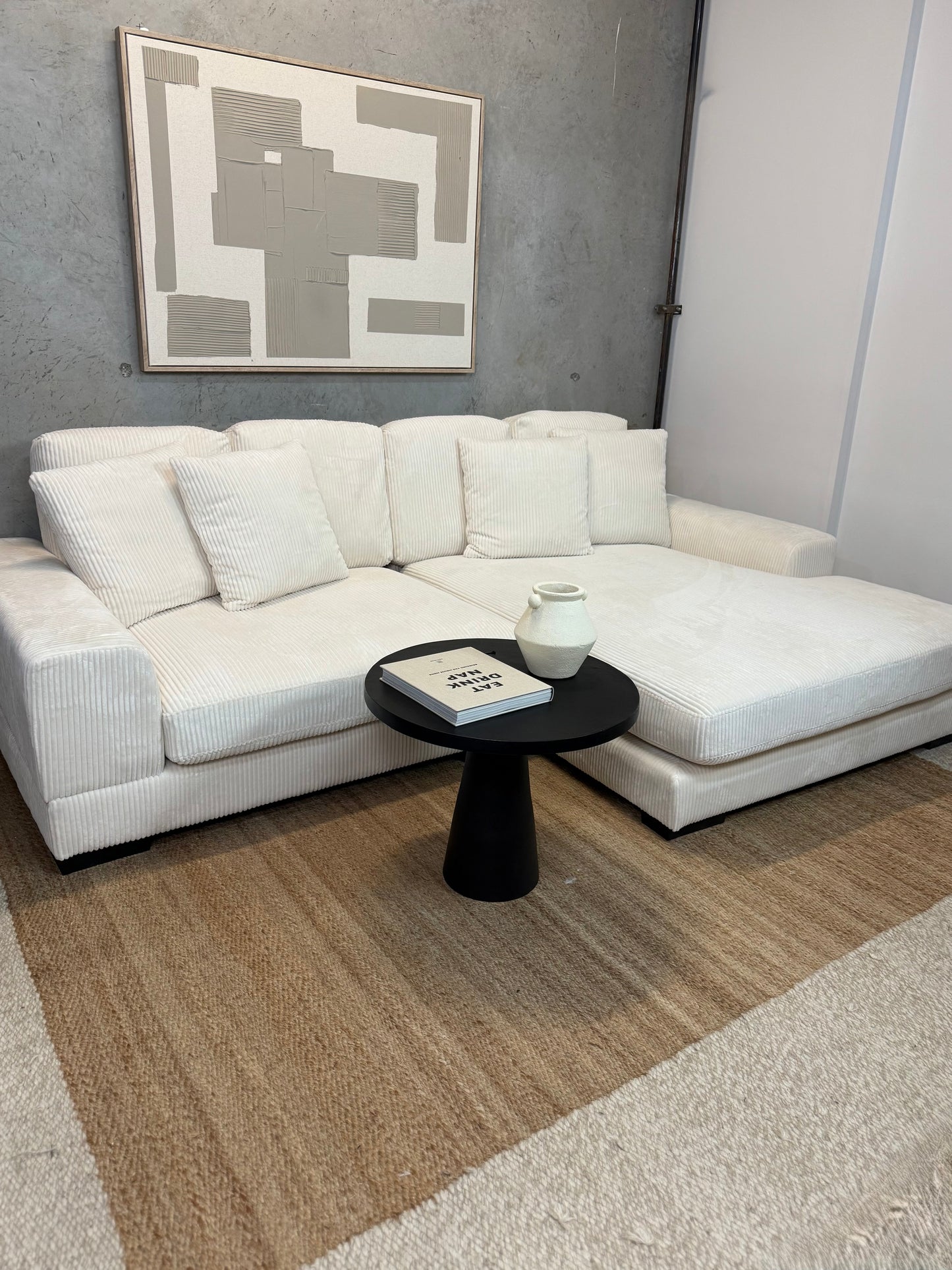 Corduroy low profile sectional