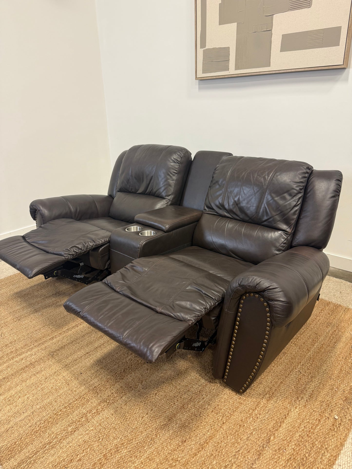 Ashley Furniture 2-Seat Leather Recliner Sofa (Pre-Owned)