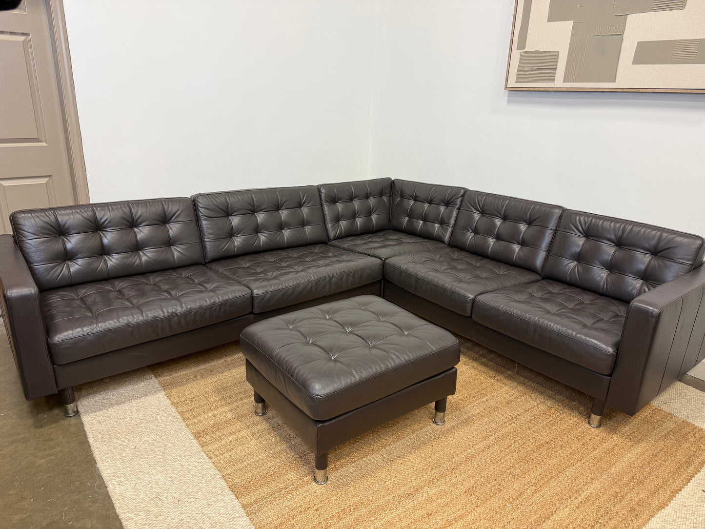 Leather IKEA Morabo Sectional and ottoman