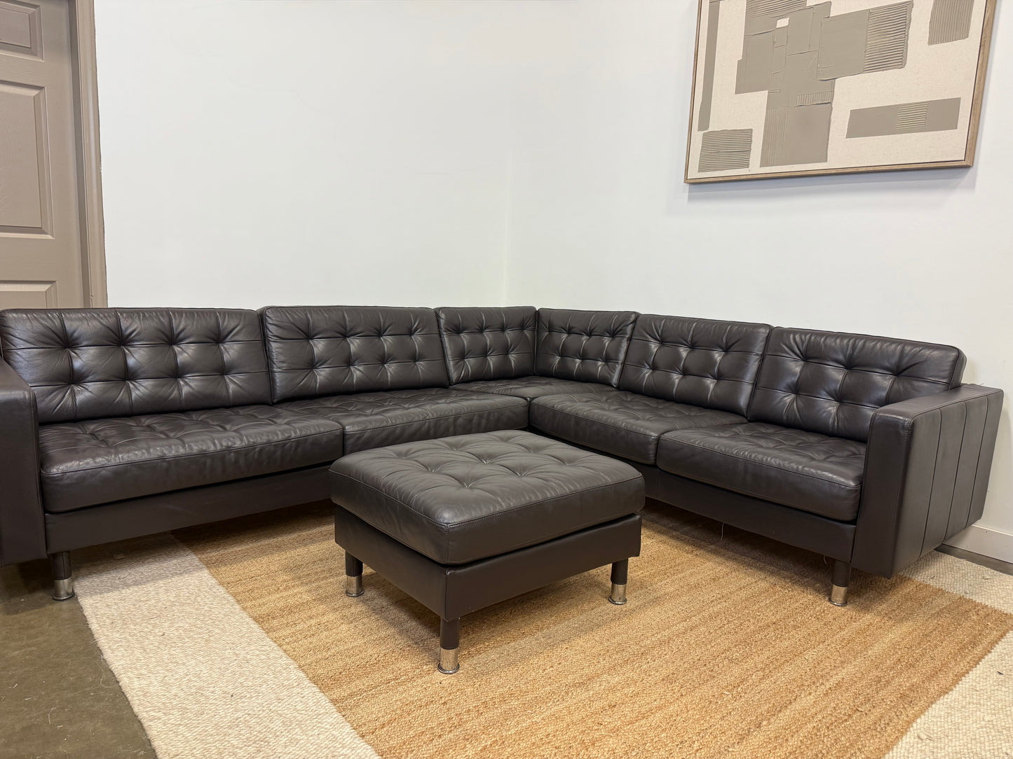 Leather IKEA Morabo Sectional and ottoman