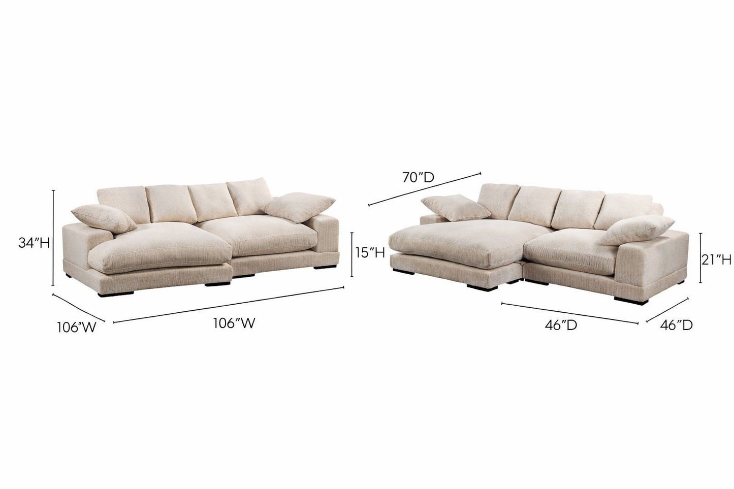 MOE’S Plunge Sectional – Cappuccino