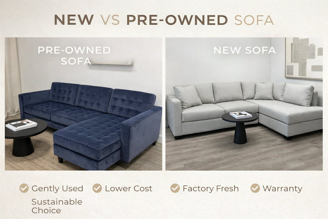 pre owned tufted navy colour sofa and light grey sectional classic look 