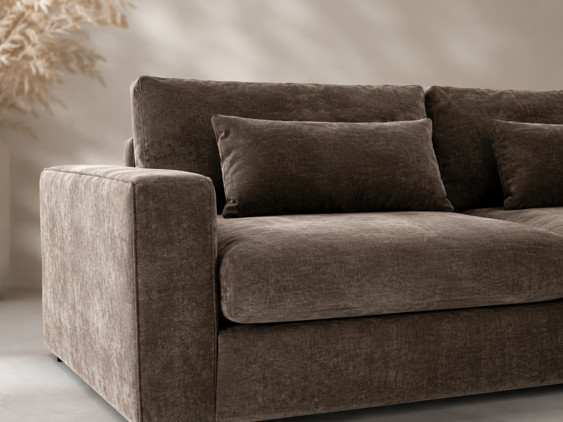 sofa sectional velvet brown 
