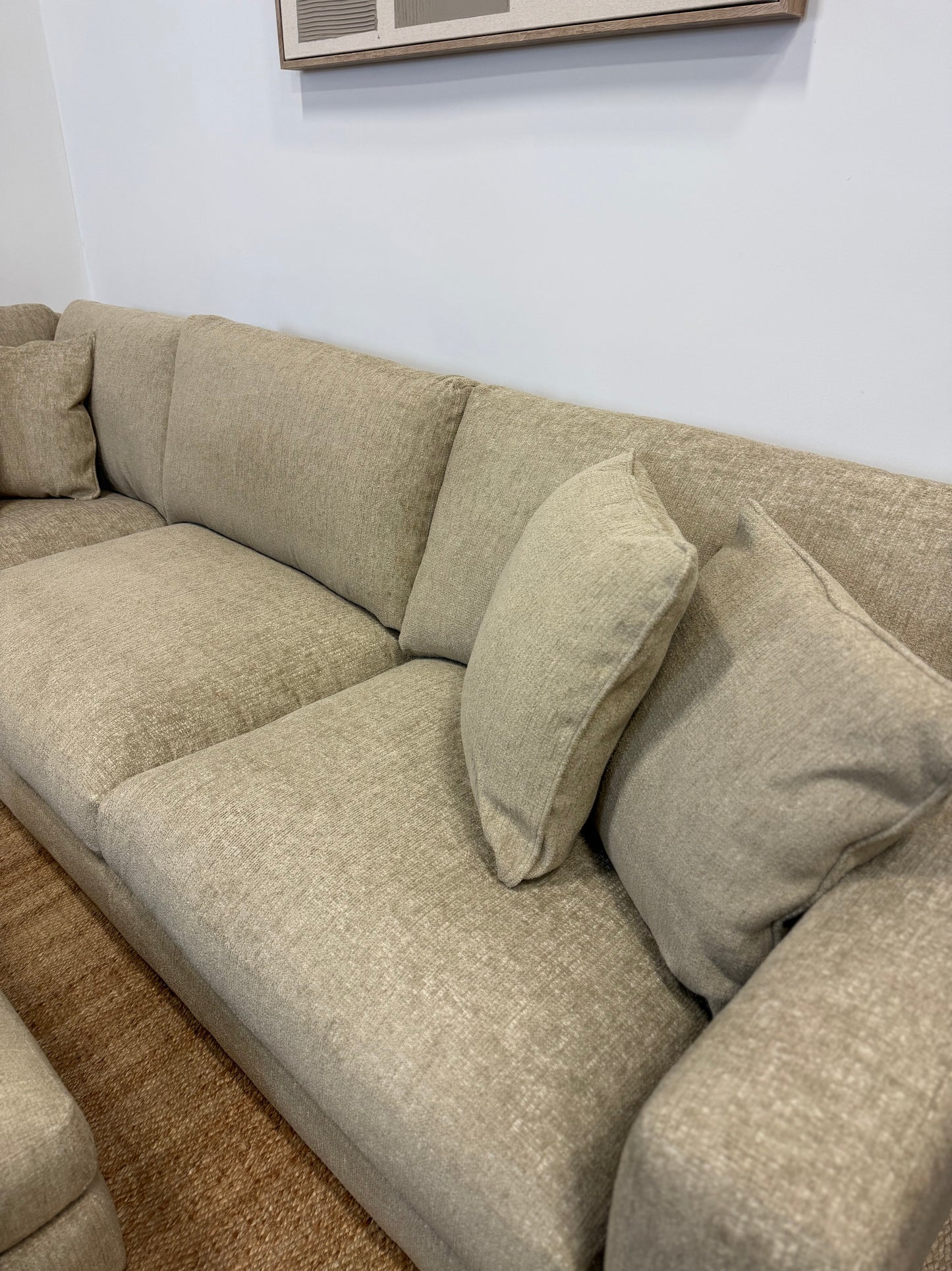 4-piece Taupe Fabric Sectional and ottoman