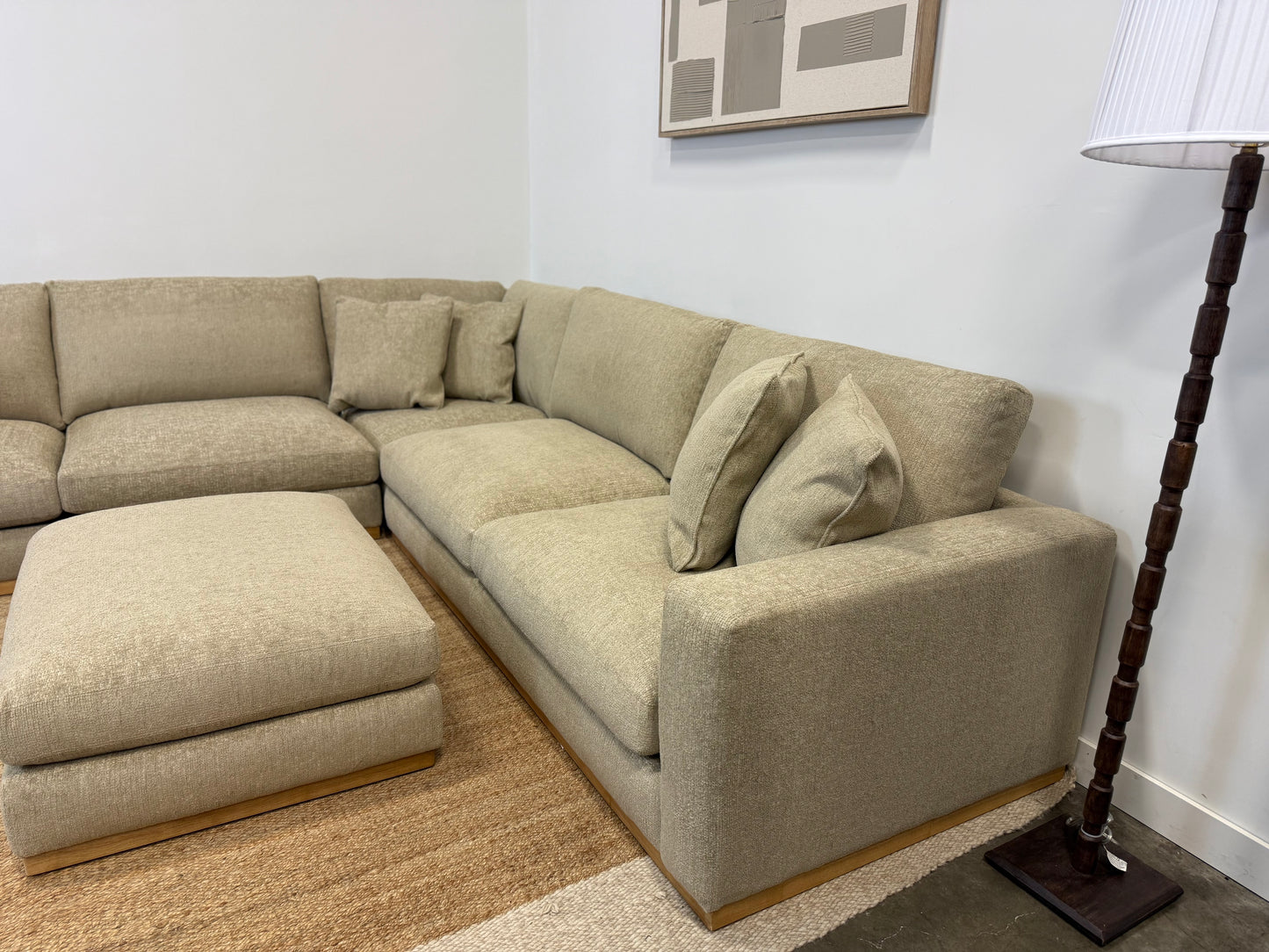 4-piece Taupe Fabric Sectional and ottoman