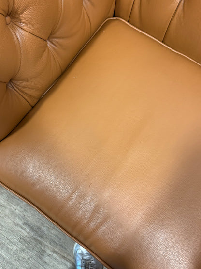 Camel Leather Chesterfield Lounge Chairs — Set of Two