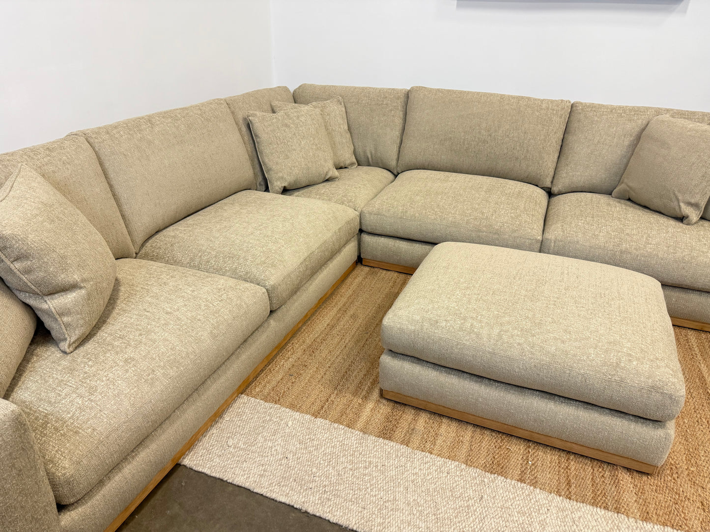 4-piece Taupe Fabric Sectional and ottoman