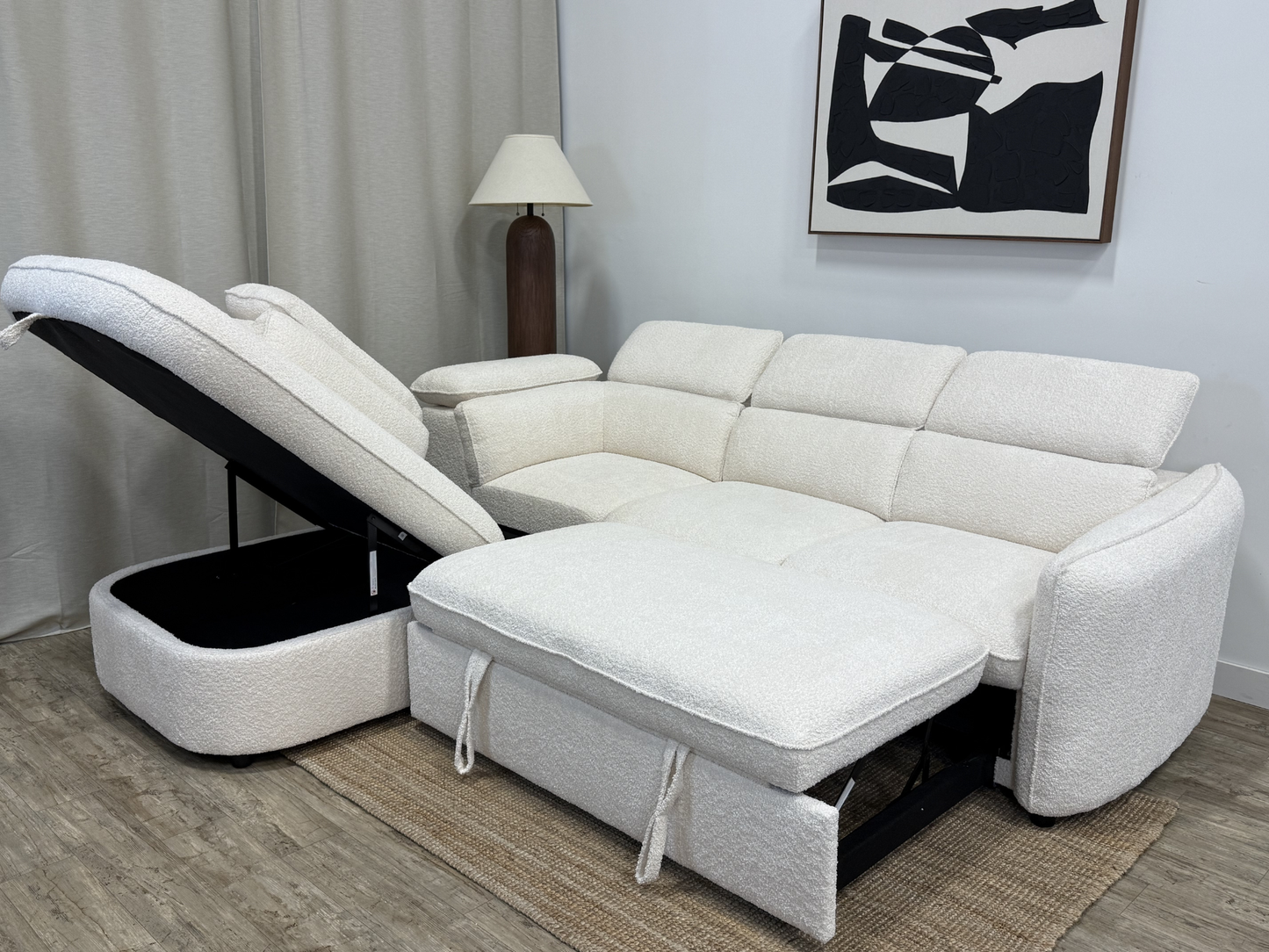 Sidney Sofa Bed Sectional Boucle Cream