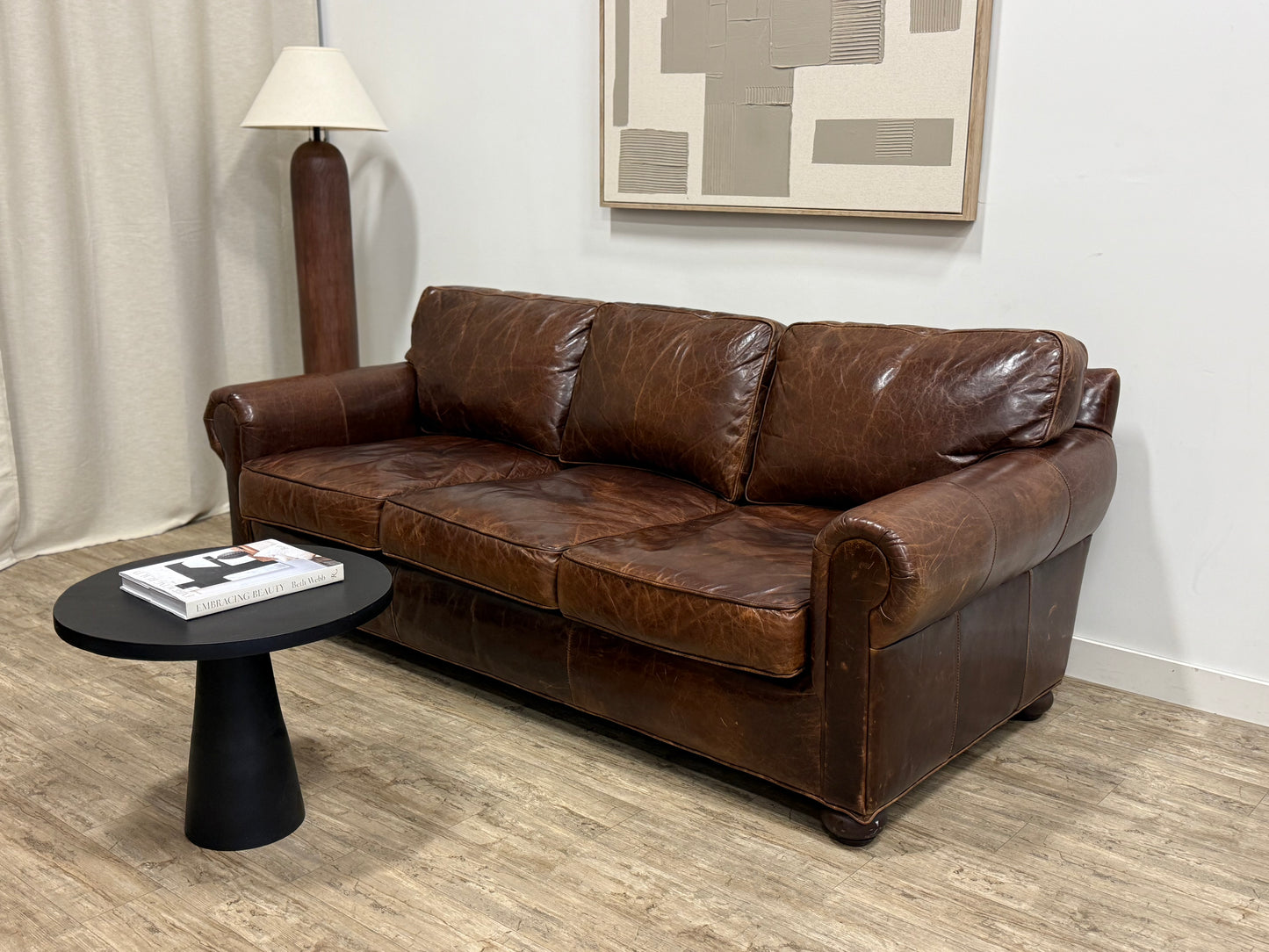 Restoration Hardware Lancaster Leather Sofa – 90” | Italian Brompton Leather (Cocoa)