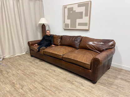 Restoration Hardware Lancaster Leather Sofa – 120” | Luxe Depth | Italian Brompton Leather (Cocoa)