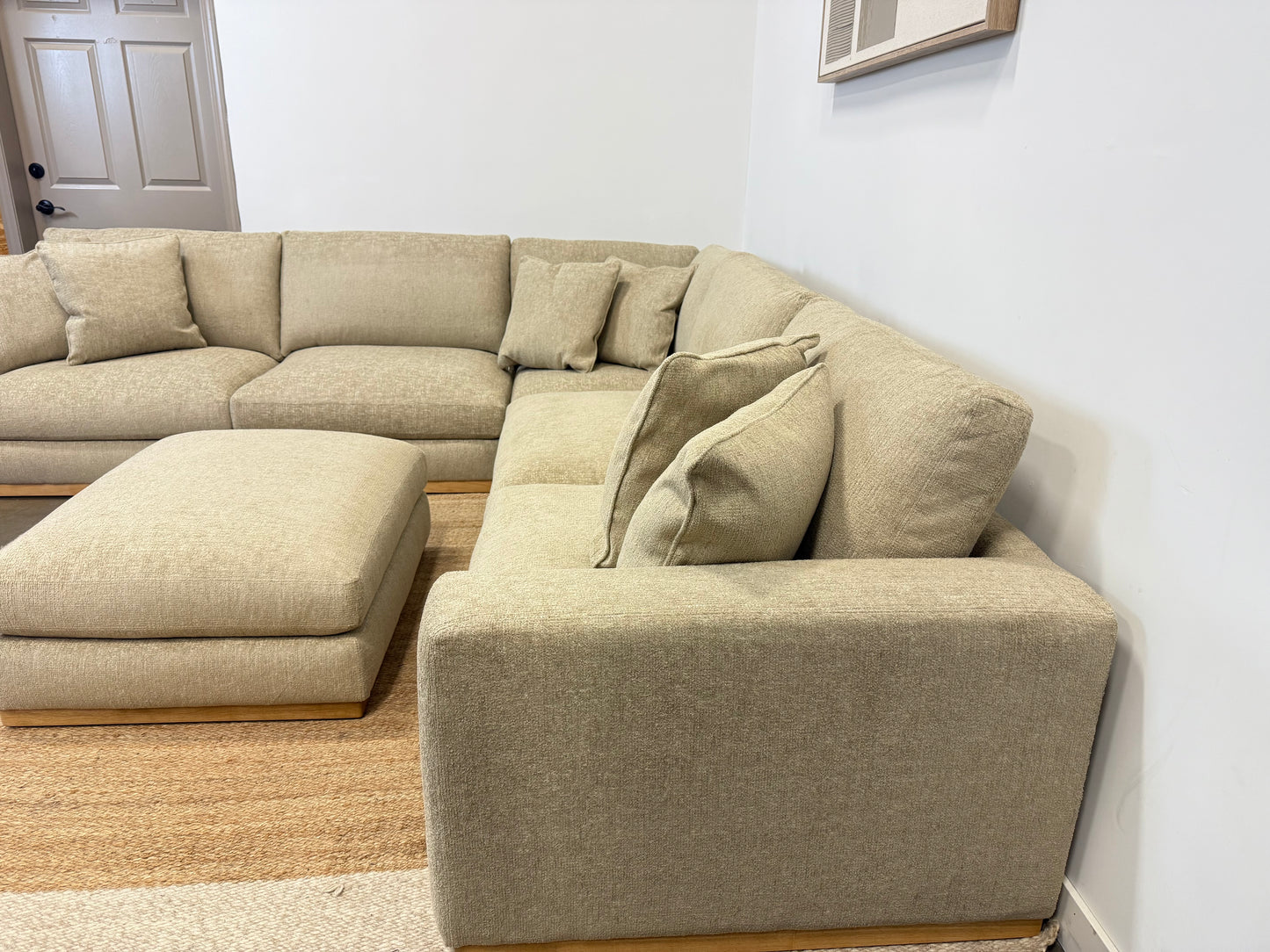 4-piece Taupe Fabric Sectional and ottoman