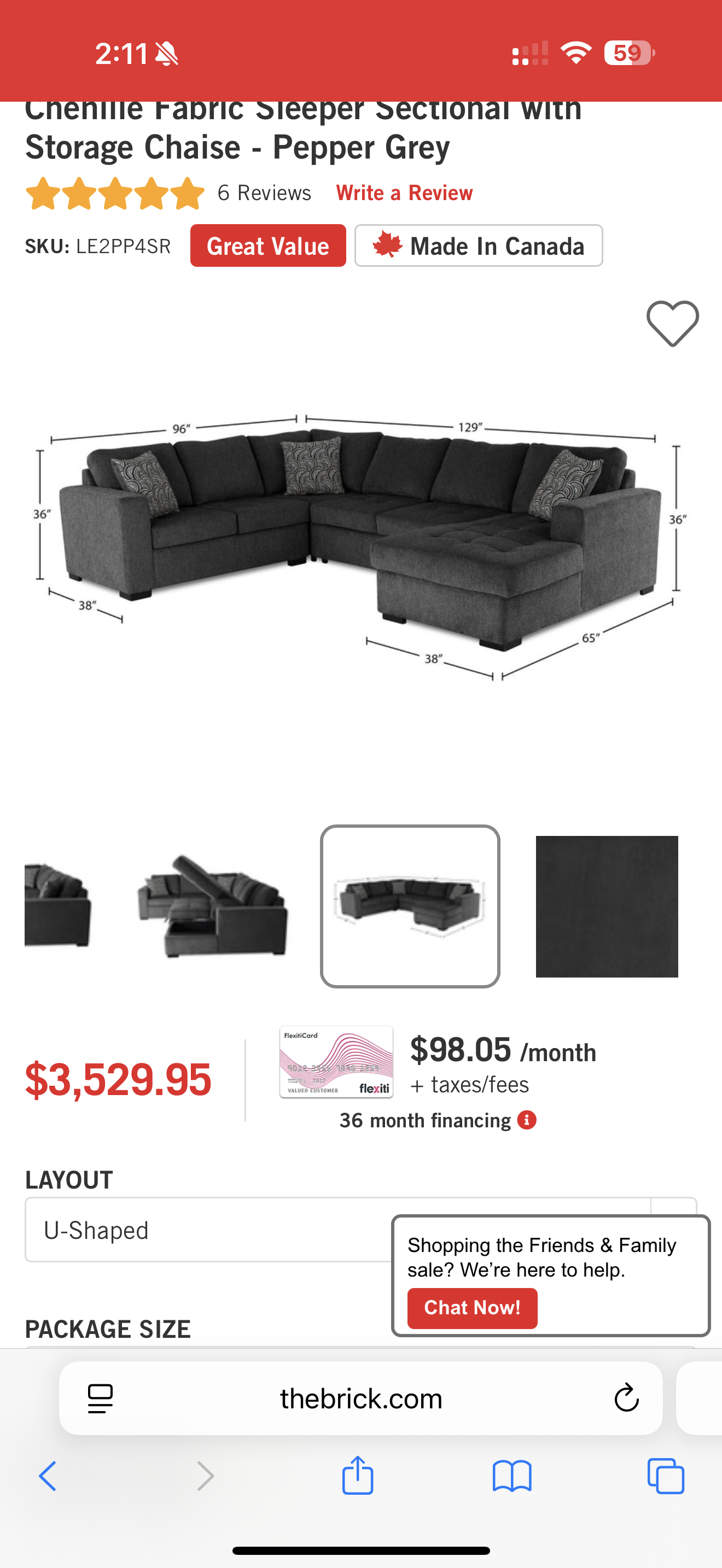 Pre-Owned Legend 4-Piece Sofa Bed — The Brick