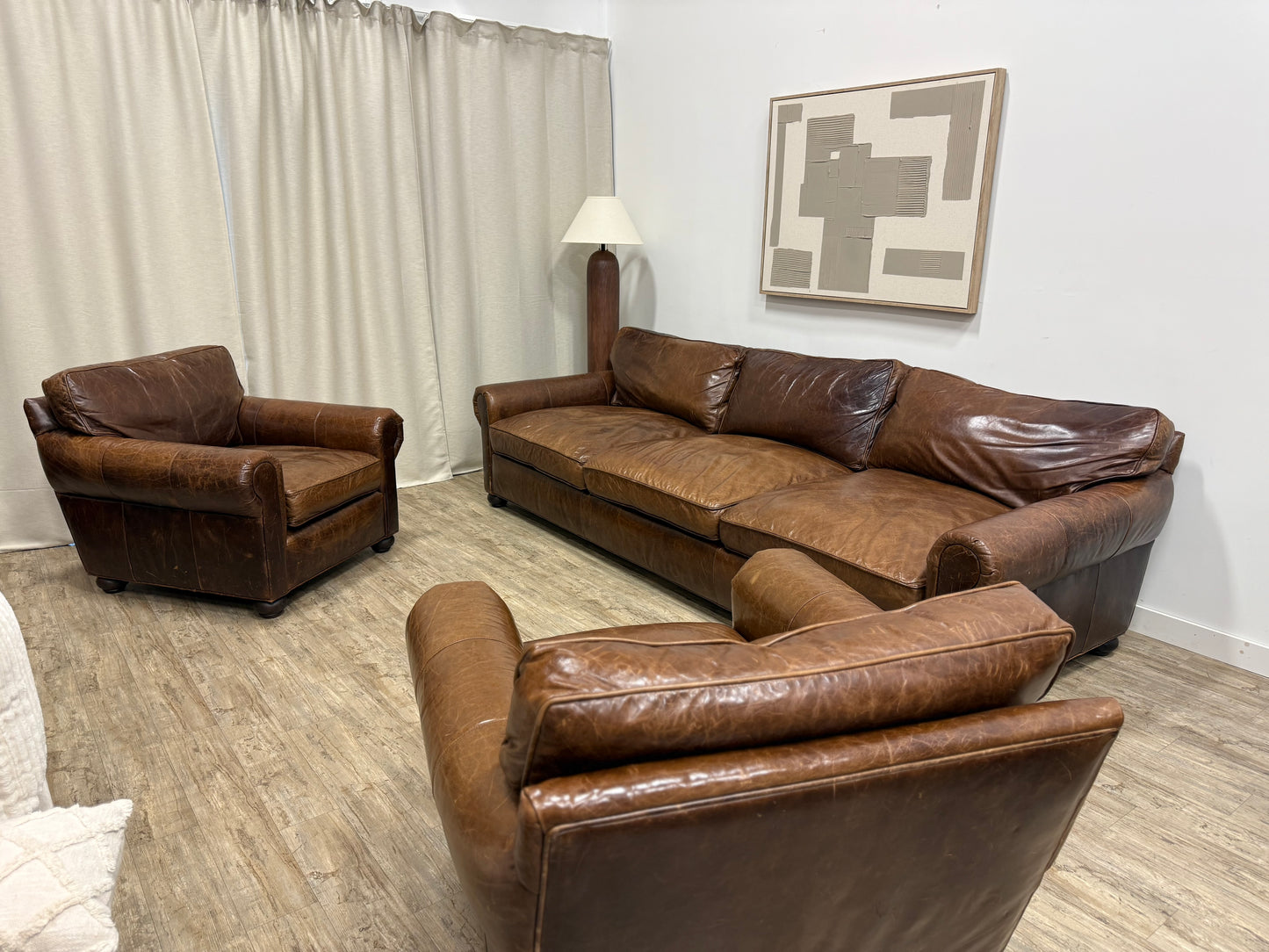 Restoration Hardware Lancaster Leather Sofa – 120” | Luxe Depth | Italian Brompton Leather (Cocoa)