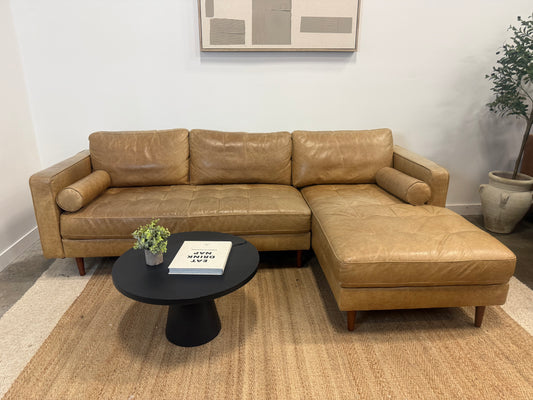 Full grain leather camel sectional