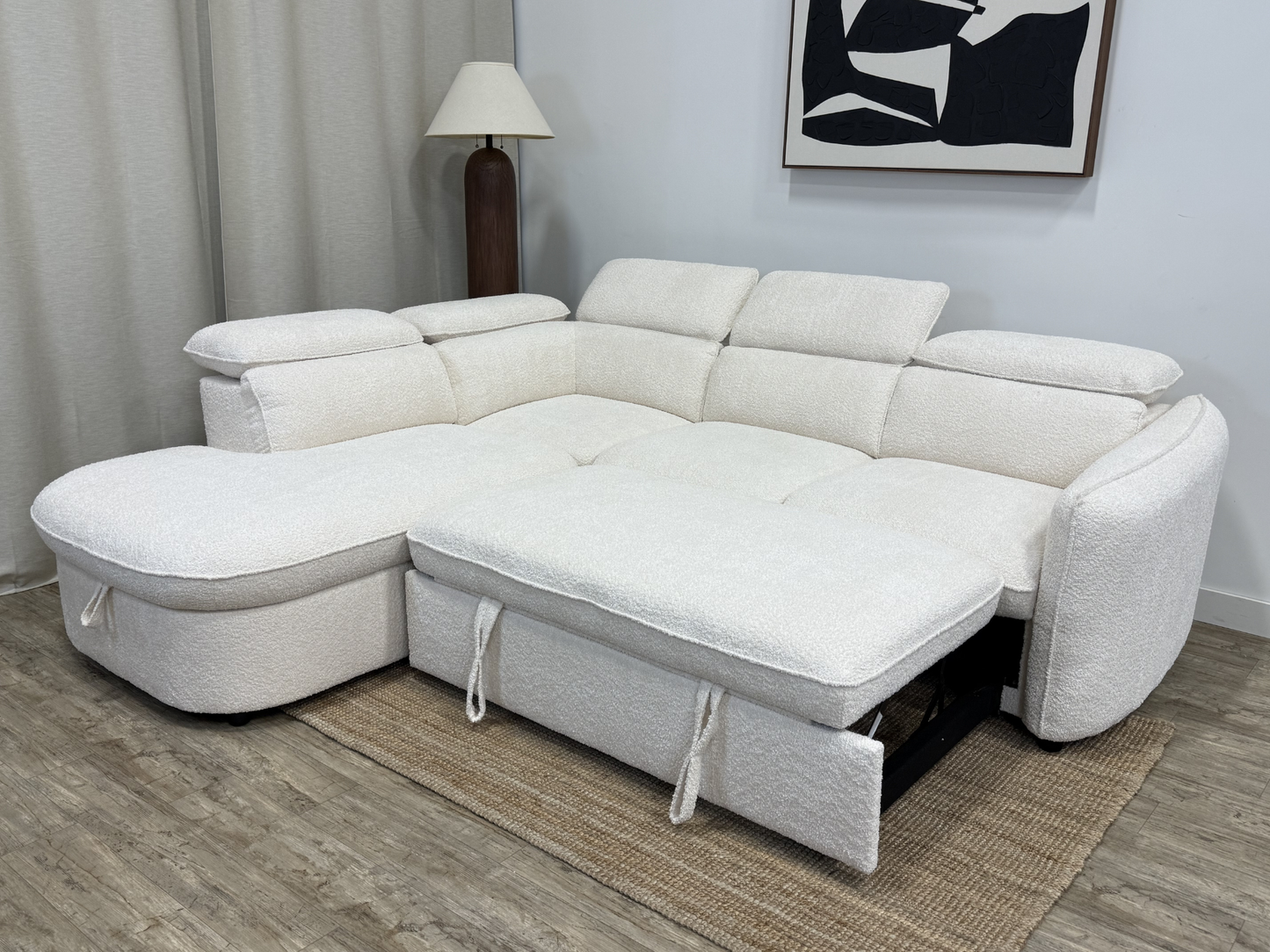 Sidney Sofa Bed Sectional Boucle Cream
