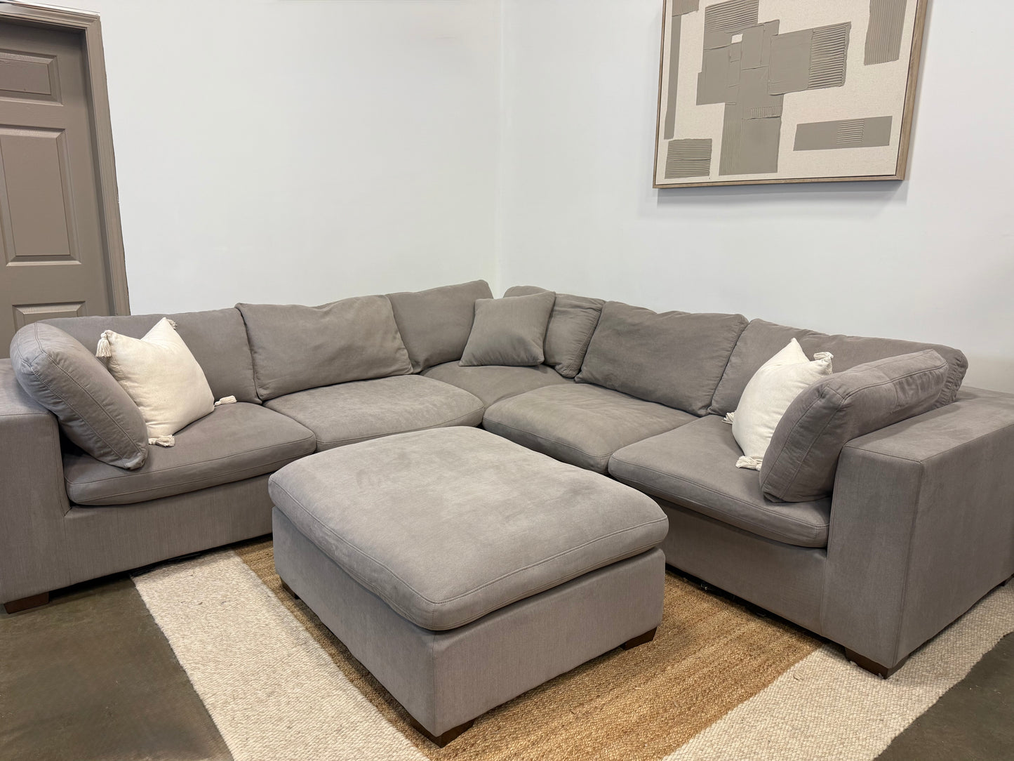 Cloud-Style Modular Sectional Sofa with Ottoman