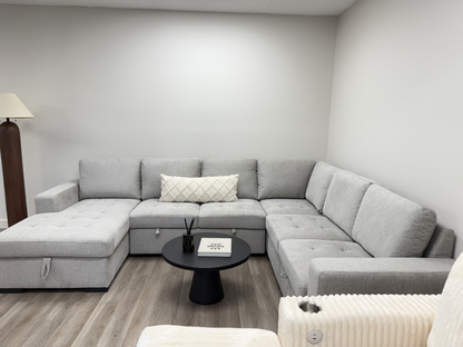 Victoria 4-Piece Sectional with dual Pull-outs & storage light grey