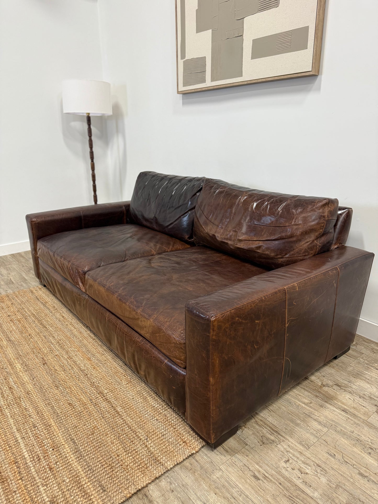 Restoration Hardware Maxwell Leather Sofa