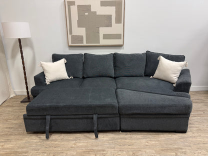 Pre-Owned Dark Grey Sectional sofa bed  + Ottoman