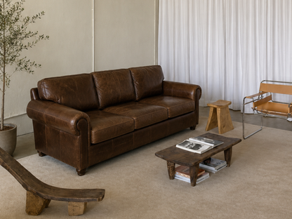 Restoration Hardware Lancaster Leather Sofa – 90” | Italian Brompton Leather (Cocoa)