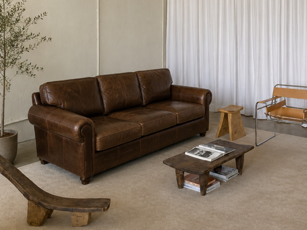 Restoration Hardware Lancaster Leather Sofa – 90” | Italian Brompton Leather (Cocoa)