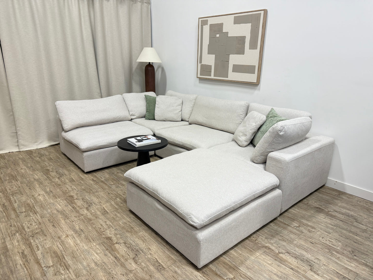 Pre-owned Ashley Modular Cloud Sectional with Ottoman