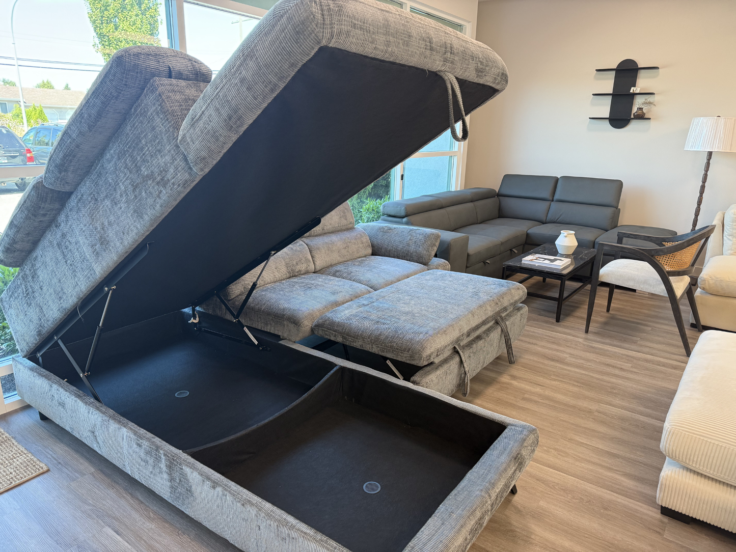 Tofino Sofa Bed Storage Sectional – Dark Grey