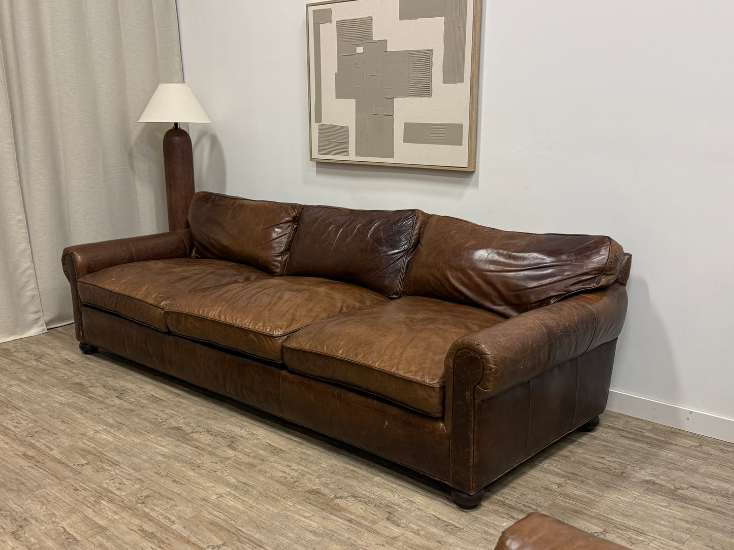 Restoration Hardware Lancaster Leather Sofa – 120” | Luxe Depth | Italian Brompton Leather (Cocoa)