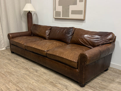 Restoration Hardware Lancaster Leather Sofa – 120” | Luxe Depth | Italian Brompton Leather (Cocoa)