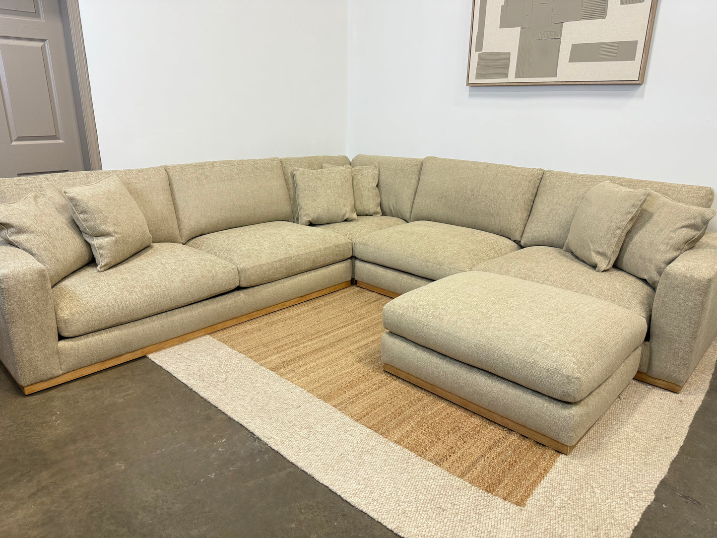 4-piece Taupe Fabric Sectional and ottoman