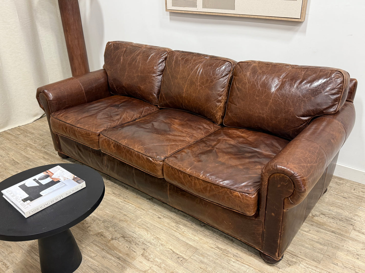 Restoration Hardware Lancaster Leather Sofa – 90” | Italian Brompton Leather (Cocoa)