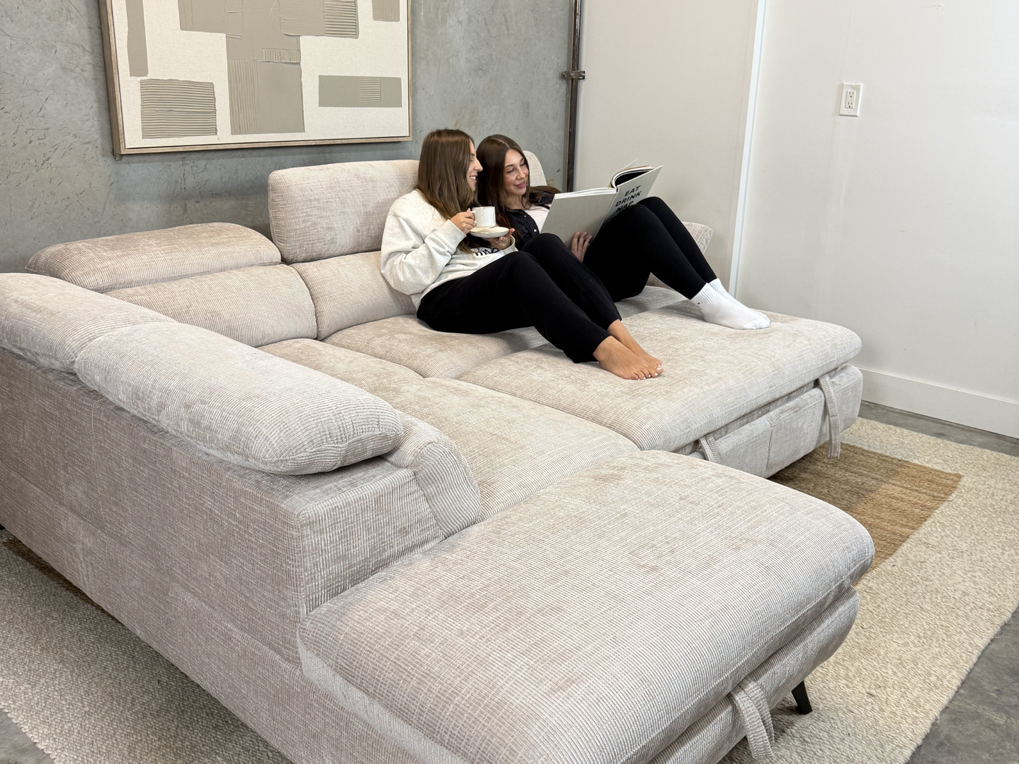 Tofino Sofa Bed Storage Sectional – Cream