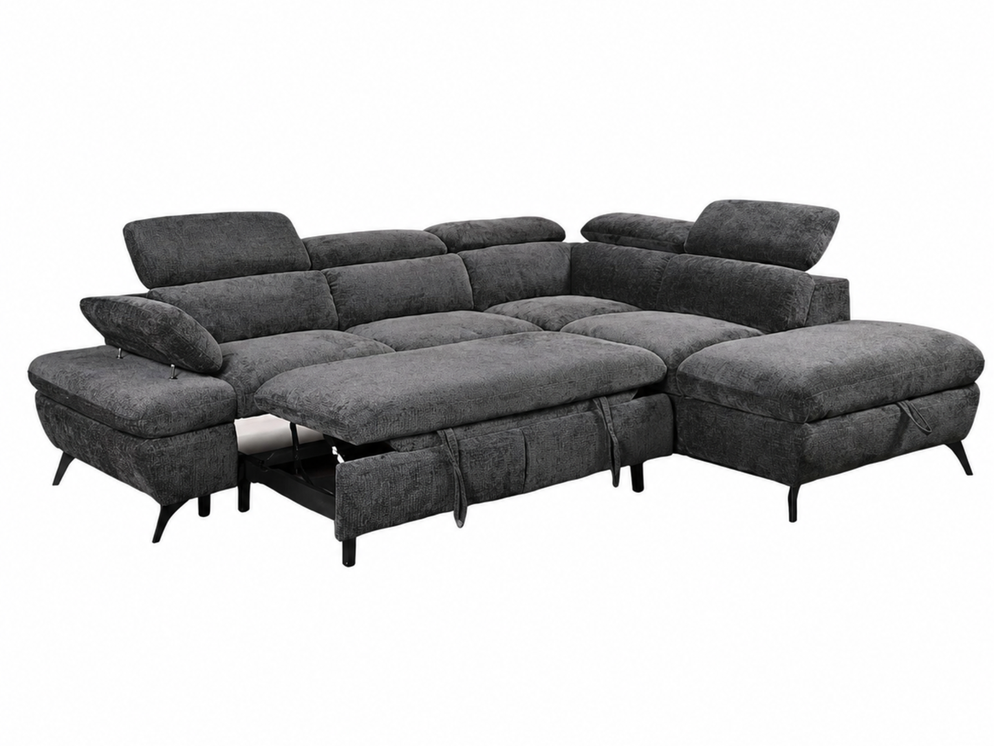 Tofino Sofa Bed Storage Sectional – Dark Grey