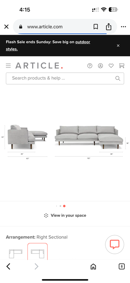 Article Burrard Sectional Pre-owned
