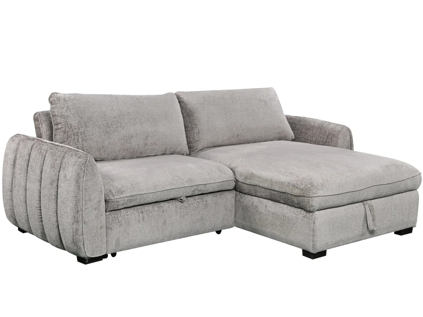 beige sofa bed with stylish arms chenille fabric 