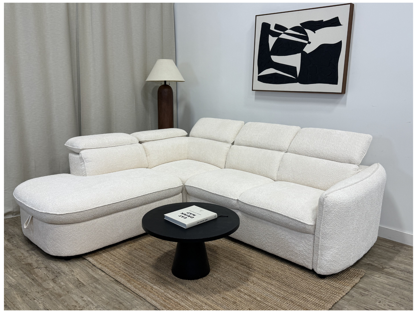 Sidney Sofa Bed Sectional Boucle Cream