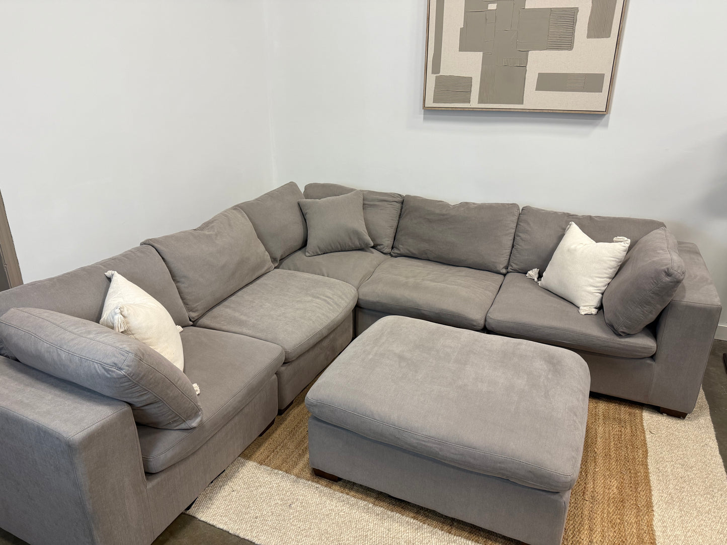 Cloud-Style Modular Sectional Sofa with Ottoman