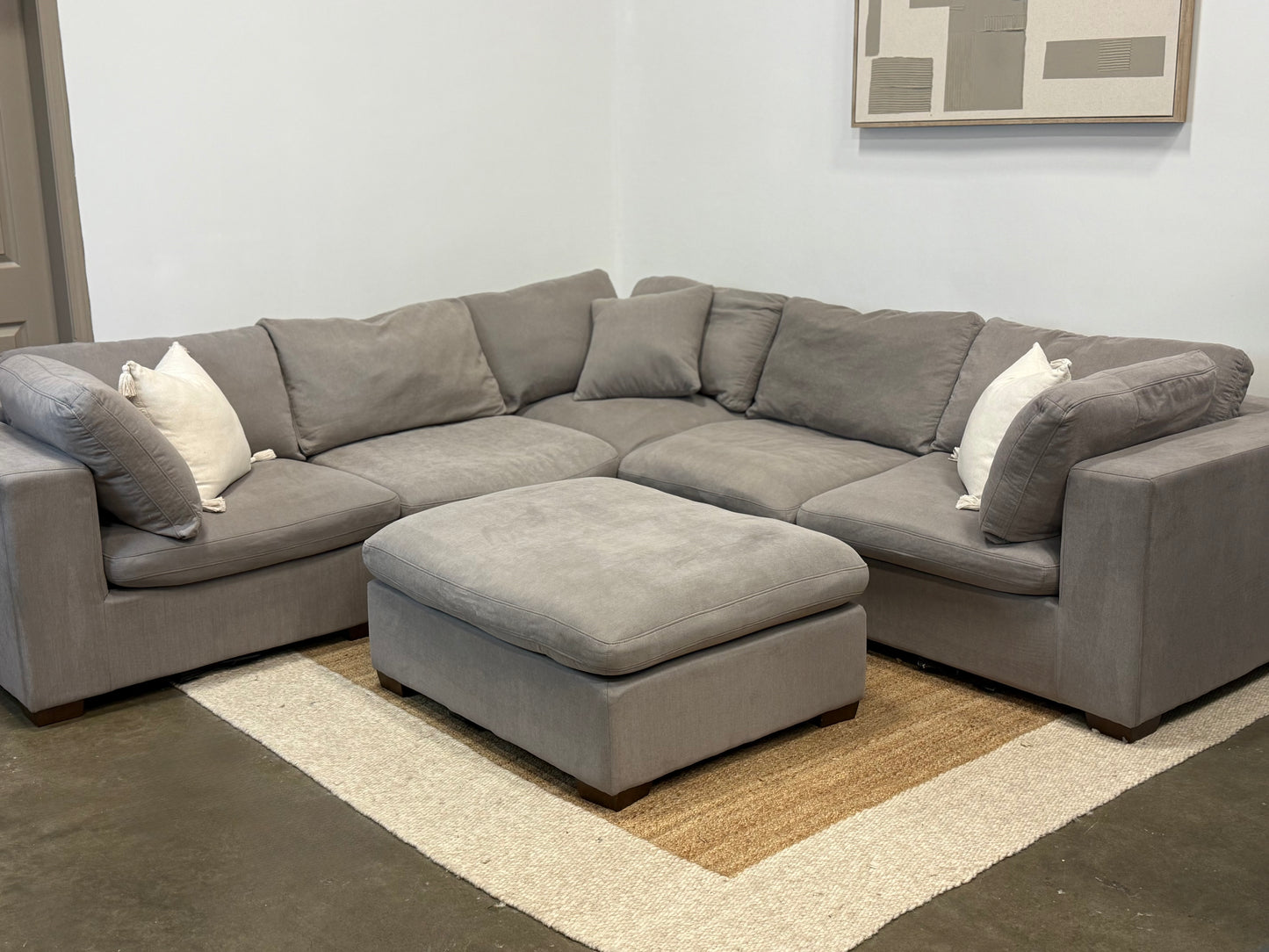 Cloud-Style Modular Sectional Sofa with Ottoman