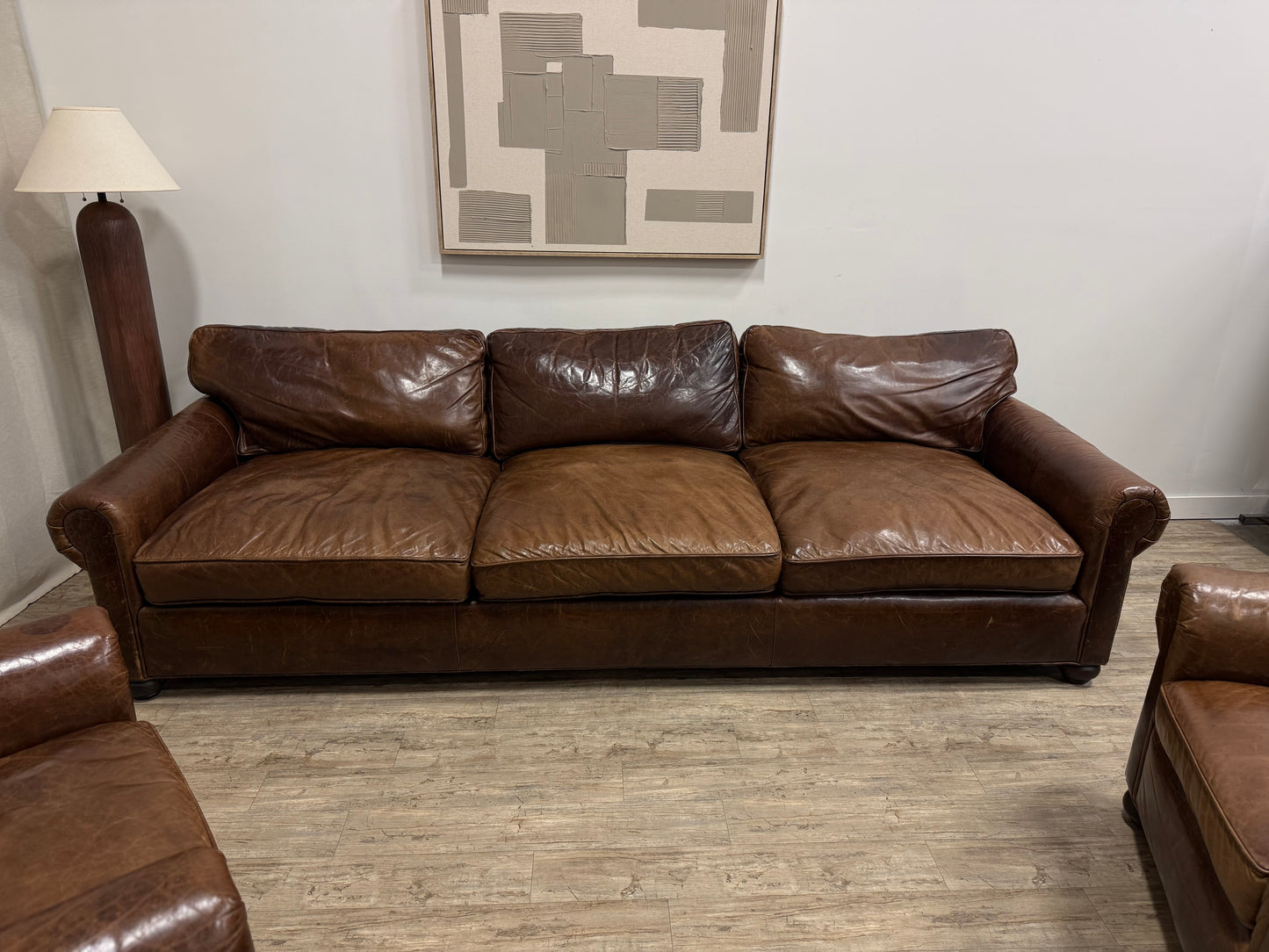 Restoration Hardware Lancaster Leather Sofa – 120” | Luxe Depth | Italian Brompton Leather (Cocoa)
