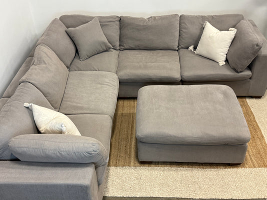 Cloud-Style Modular Sectional Sofa with Ottoman