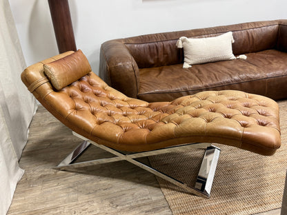 Pre owned Tufted Leather Chaise Lounge
