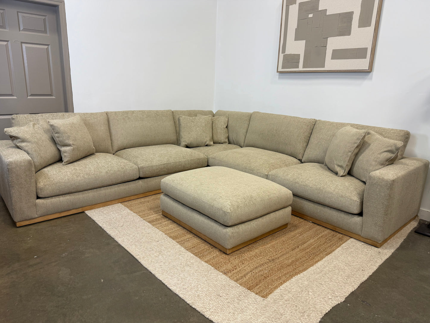 4-piece Taupe Fabric Sectional and ottoman
