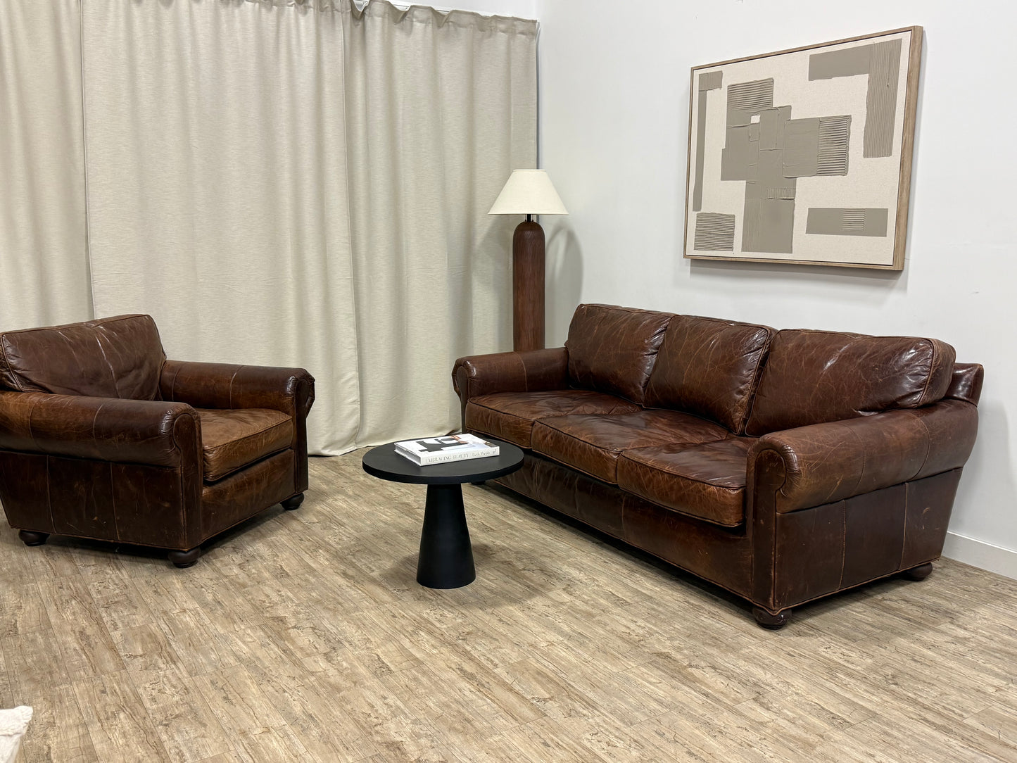 Restoration Hardware Lancaster Leather Sofa – 90” | Italian Brompton Leather (Cocoa)