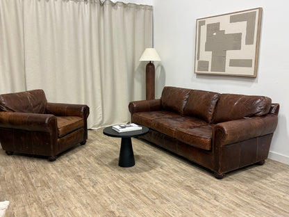 Restoration Hardware Lancaster Leather Sofa – 90” | Italian Brompton Leather (Cocoa)
