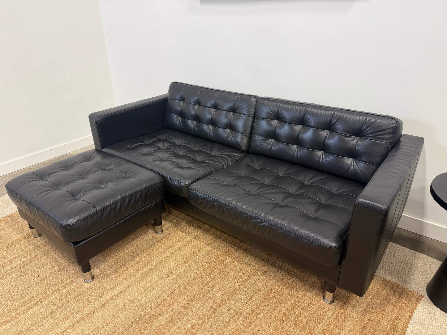Black IKEA Morabo Leather Sofa + Ottoman ( Pre-Owned)
