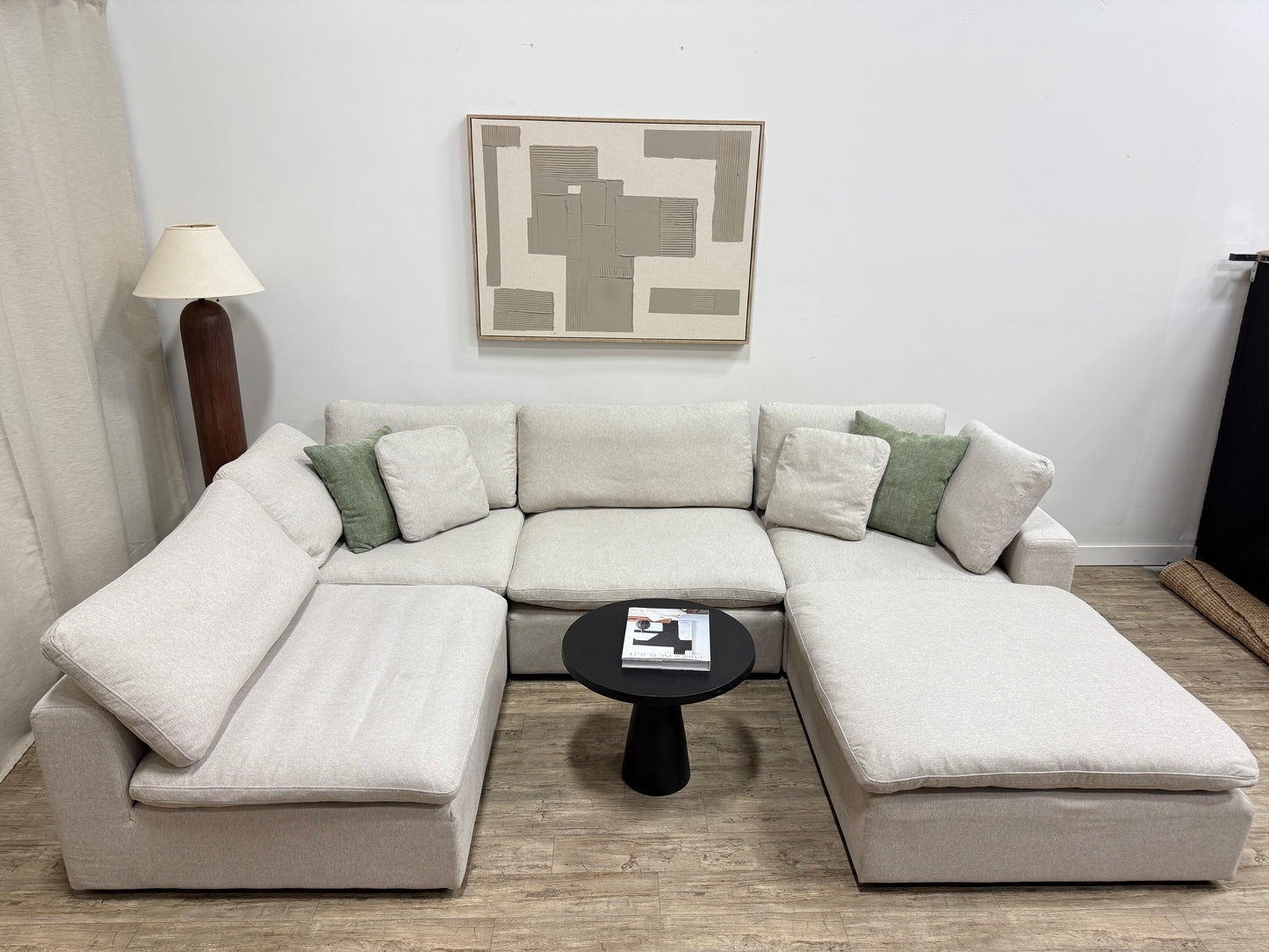 Pre-owned Ashley Modular Cloud Sectional with Ottoman