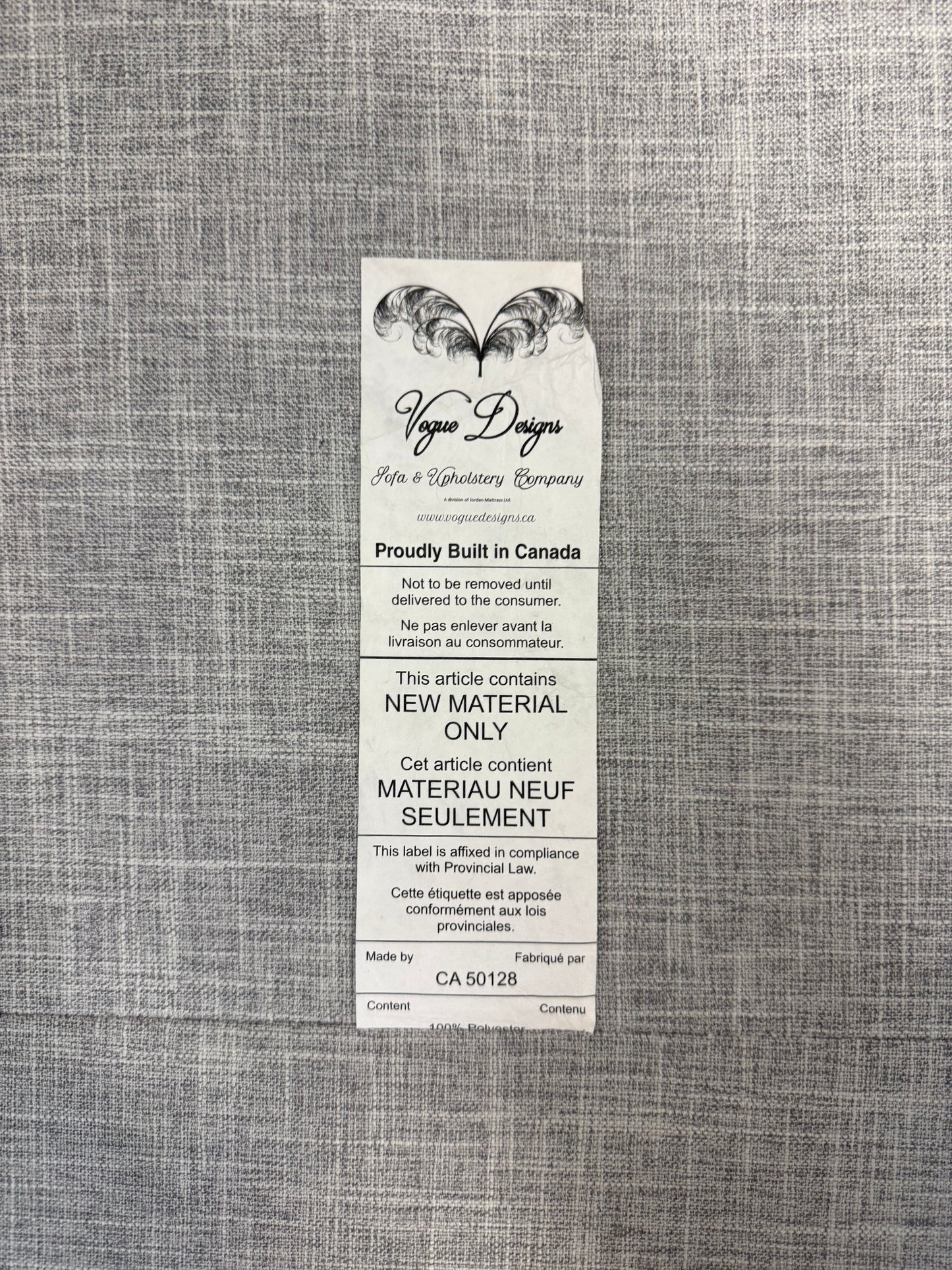 Vogue Designs Canadian-Made Sectional — Light Grey